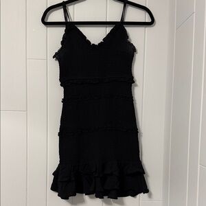 Elegant Black Ruffle Mini Dress